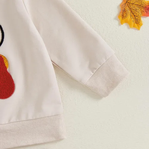 Miniatura 239 de Adobabirl Conjunto de sudadera y pantalones de Halloween para bebé, sudadera y pantalones con parche de calabaza para Halloween, otoño, ropa de bebé