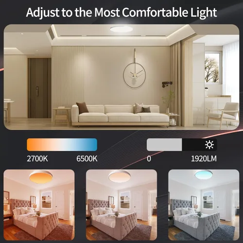 Miniatura 2 de RGBCW - Luces de techo LED inteligentes que cambian de color, compatible con Alexa Google Home, lámpara de techo empotrada de 24 W, programador