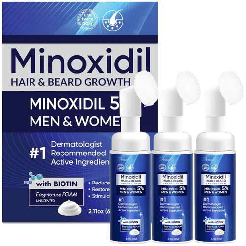 Miniatura 8 de Espuma de minoxidil al 5% para hombres y mujeres, espuma de minoxidil para hombres para cabello y barba, minoxidil para el crecimiento del cabello