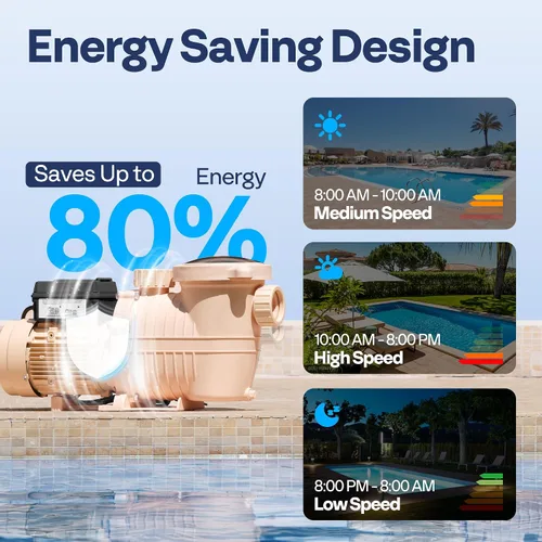 Miniatura 3 de VIVOHOME Potente motor de cobre de 1.5 HP 6500 GPH Bomba de piscina de doble voltaje autorecortable en/sobre el suelo con unión de 1.25 pulgadas