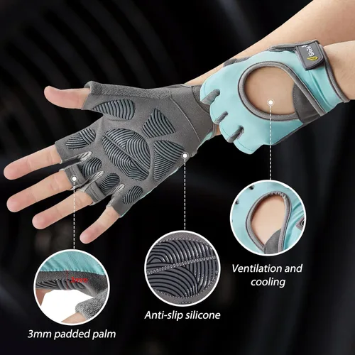 Miniatura 4 de Guantes de entrenamiento para mujeres y hombres, guantes ligeros de levantamiento de peso, transpirables, sin dedos, guantes de gimnasio, ejercicio