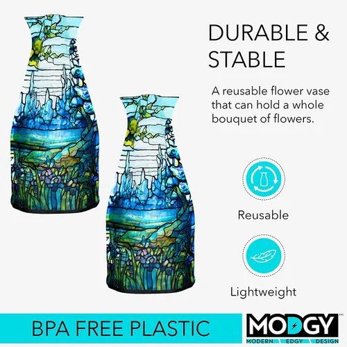 Miniatura 3 de MODGY Florero expandible, plástico decorativo moderno plegable impreso jarrones para centros de mesa para bodas, mesa de comedor, decoración