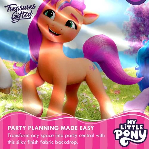 Miniatura 4 de Treasures Gifted Decoraciones de cumpleaños con licencia oficial de My Little Pony, telón de fondo de 4.25 pies de alto x 6 pies de ancho