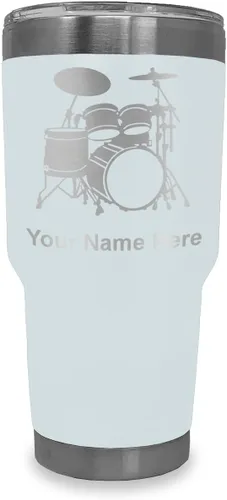 Miniatura 13 de LaserGram Vaso aislado al vacío de 20 onzas, juego de batería, grabado personalizado incluido (negro)