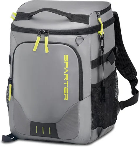 SPARTER - Mochila enfriadora aislada a prueba de fugas para 33/49 latas, bolsa térmica con 2 compartimentos aislados, mochila de playa, viaje, Gris