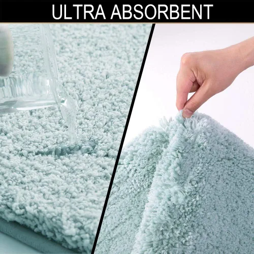 Miniatura 8 de Walensee - Juego de tapete antideslizante para baño, mullido, de suave microfibra, absorbente de agua, lavable a máquina, alfombra de felpa gruesa