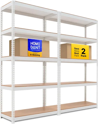 HOMEDANT Estantes de almacenamiento de 5 niveles ajustables laminados sin pernos para garaje, estantería de metal resistente, estante para almacén,