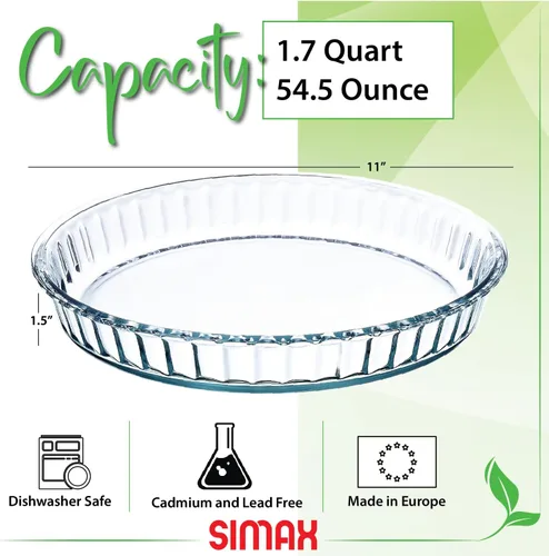 Miniatura 6 de Simax Bandeja para pastel de vidrio, Plato redondo de 11 pulgadas, Plato para hornear de vidrio, Soporte para pastel estriado, Bandeja segura