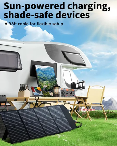 Miniatura 9 de KEPEAK Panel solar portátil de 100 W, panel solar plegable con QC3.0 y PD, cargador solar impermeable de alta eficiencia para casas rodantes, Panel