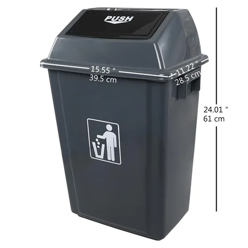 Miniatura 2 de Cubo de basura de 13 galones con tapa abatible (paquete de 4) – Cubo de basura de plástico comercial duradero, parte superior extraíble para una
