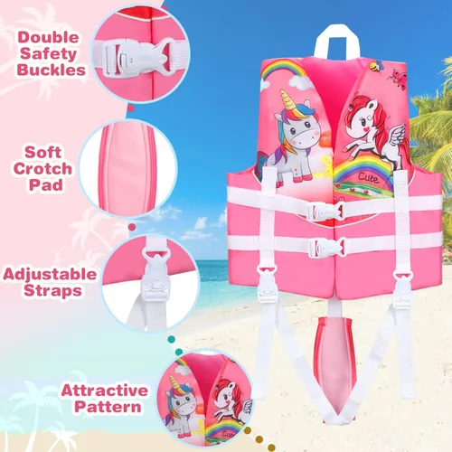 Miniatura 4 de Chaleco de natación para niños pequeños, flotador de piscina para niños, flotador de natación para niños de 20 a 70 libras, chaleco flotante