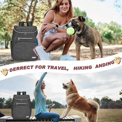 Miniatura 6 de BAGLHER Mochila de viaje para perros, mochila de suministros para mascotas aprobada por aerolíneas, mochila de viaje para perros con 2 cuencos Gris