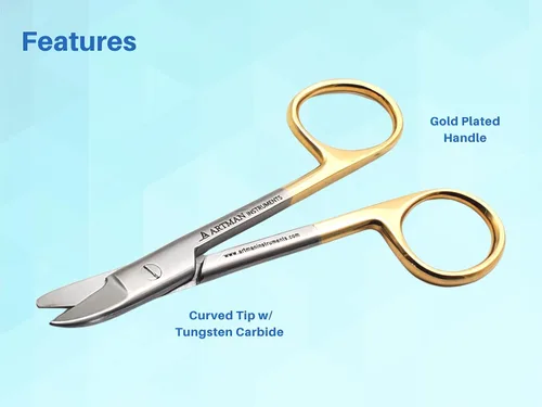 Miniatura 3 de ARTMAN INSTRUMENTS Tijeras de corte con cuello de corona dental, tijeras curvadas de 4.25 pulgadas para metal fino, plástico, hojas de goma, acero