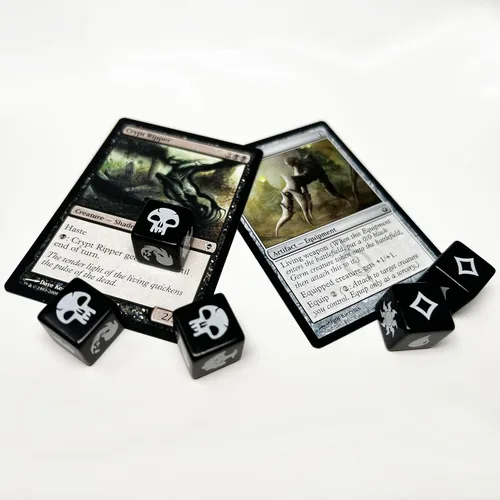 Miniatura 2 de Citadel Black MTG - Juego de 16 dados de maná premium, con bolsa de terciopelo con cordón, Magic: The Gathering