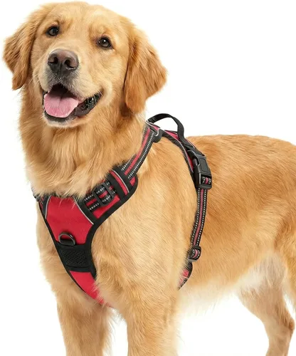 Miniatura 12 de Funfox Arnés para perro sin tirones, chaleco ajustable para mascotas con asa de control y clip frontal, diseño reflectante para perros pequeños