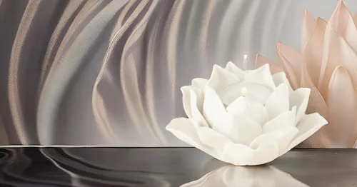 Miniatura 4 de Cerámica Lotus Petals Style Flower Candle Holder Tea Lights Holder Hogar & Decoración de mesa (blanco)
