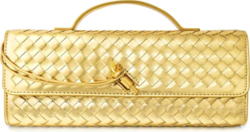 Miniatura 8 de Joryin Bolso tejido para mujer, bolso de mano de cuero tejido, bolso cruzado, bolso formal de noche, cuero vegano
