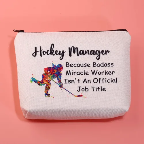 Miniatura 3 de JXGZSO Bolsa de maquillaje de hockey Because Badass Miracle Worker Isn't an Official Job Title Hockey Lover Hockey Player Manager Regalo