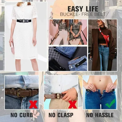Miniatura 5 de TAIYANYU Cinturones elásticos invisibles sin hebilla para mujeres o hombres, cinturones invisibles negro