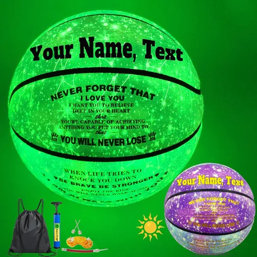 Miniatura 10 de Balón de baloncesto personalizado, que brilla en la oscuridad, regalo de baloncesto personalizado tamaño 7 (29.5"), tamaño 6 (28.5"), tamaño 5 Azul