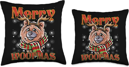 Miniatura 3 de Merry Woofmas Chow Chow Reindeer Dog Christmas Dogs X-Mas Throw Pillow