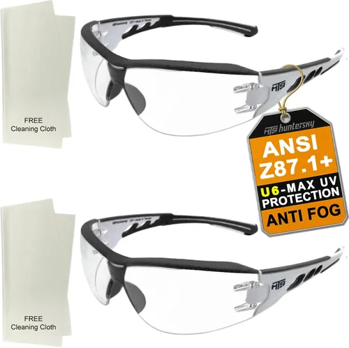 HTS HUNTERSKY Gafas de seguridad de tiro envolventes U6 transparentes, antiniebla y antiarañazos, ligeras y súper flexibles con ANSI Z87.1
