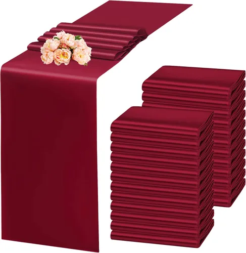 Miniatura 8 de Paquete de 24 caminos de mesa azul bebé, camino de mesa de satén liso de 12 x 72 pulgadas, caminos de mesa de alta calidad para bodas, fiestas