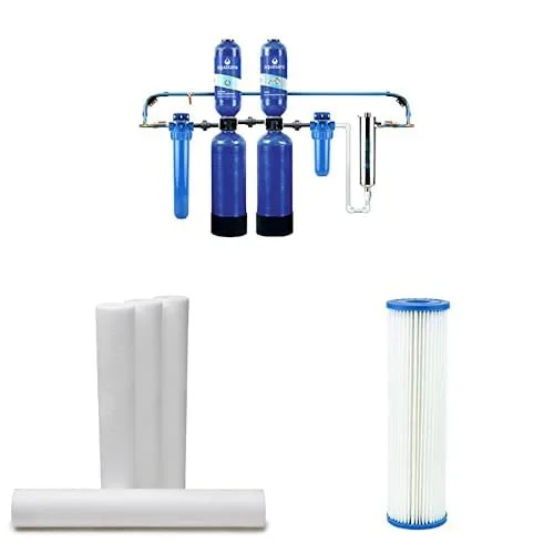 Aquasana Sistema de filtro de agua para toda la casa - Purificador UV - Descalcificador sin sal - Paquete de filtros pre y post - Filtros sedimentos
