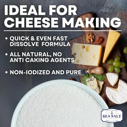 Miniatura 2 de Sal marina fina para hacer queso casero, sin gluten y sin yodar, sal escamosa, kit de queso kosher esencial, bolsa de 14 onzas