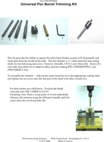 Miniatura 2 de PSI Woodworking PKTRIMKITC Sistema universal de corte de barril con cortador de carburo