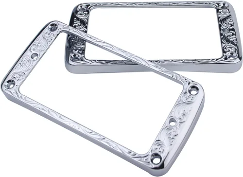 Miniatura 2 de Guyker Juego de anillos de montaje Humbucker de metal con parte inferior curvada – Reemplazo de marco de cubierta de pastillas para puente y cuello