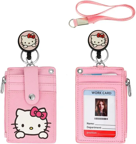 【Lo último de 2025】 Lindo portacarnet retráctil con cordón enrollable y clip con mosquetón resistente, 1 ventana transparente para identificación y