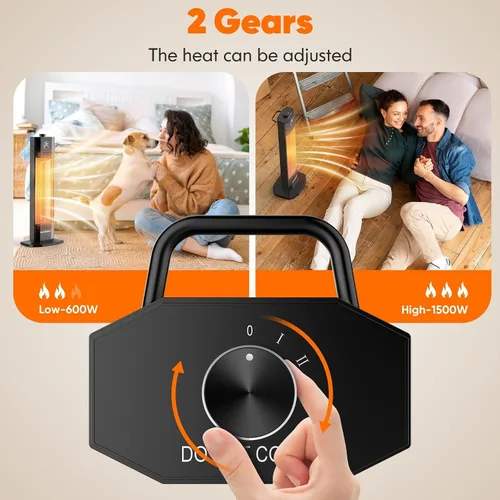 Miniatura 3 de Calentador eléctrico para patio al aire libre, calentador eléctrico de patio de 27 pulgadas, calefacción instantánea de 1200 W, 2 niveles de calor