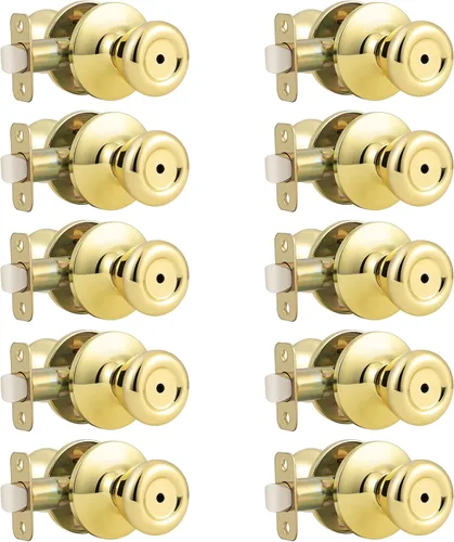 Miniatura 28 de GOBEKOR Paquete de 1 perillas para puerta de paso, pomos interiores de latón pulido sin llave, pomos de puerta de armario, pasillo, pomo de paso