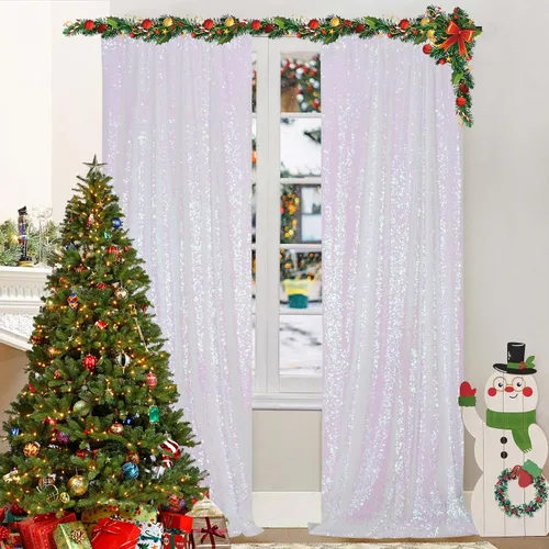 Miniatura 23 de Juya Delight 2 cortinas de lentejuelas doradas de 2 x 8 pies, telón de fondo de fotos con purpurina para fiestas, cumpleaños, bodas, decoración