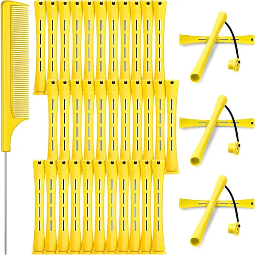 WILLBOND 36 piezas de varillas de onda fría para el cabello, varillas de permanente, rulos de pelo, rizadores con peine de cola de rata de acero