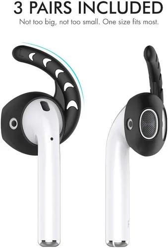 Miniatura 4 de AhaStyle 3 pares de ganchos para las orejas para AirPods, accesorios de silicona compatibles con auriculares Apple AirPods y EarPods (negro)