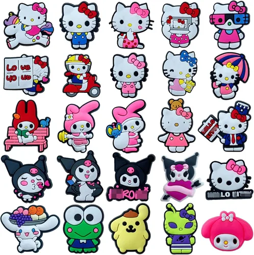 25 y 40 dijes de zapatos de dibujos animados para niños y niñas, paquete de bonitos dijes rosados para niños, accesorios de decoración de zapatos,