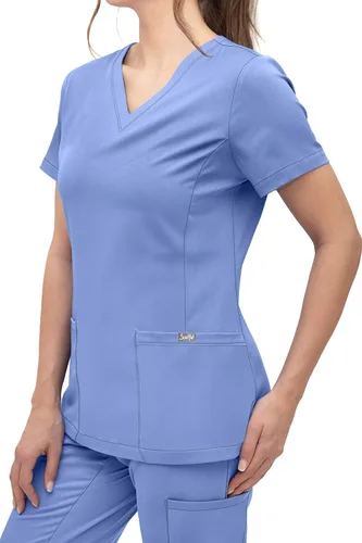 Miniatura 5 de SOULFUL SCRUBS Chloe 3002 para mujer, 2 bolsillos, cuello en V, ajuste regular, elegante camiseta médica para mujer