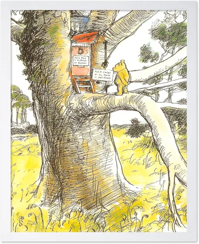 Miniatura 26 de Poster Master Póster de ilustración vintage, impresión de paisaje retro, regalo para bebé, niño, mapa de madera de 100 acres, oso, cerdo, animal