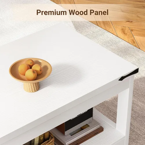 Miniatura 5 de Homieasy Mesa auxiliar rectangular de 43.3 pulgadas con estante de almacenamiento, mesa central de madera de granja para sala de estar, moderna mesa