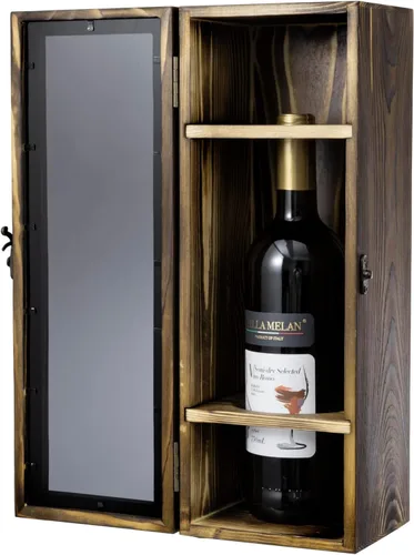 MyGift Caja de regalo para botella de vino con ventana acrílica negra translúcida, exhibición decorativa para vino, estuche de almacenamiento para
