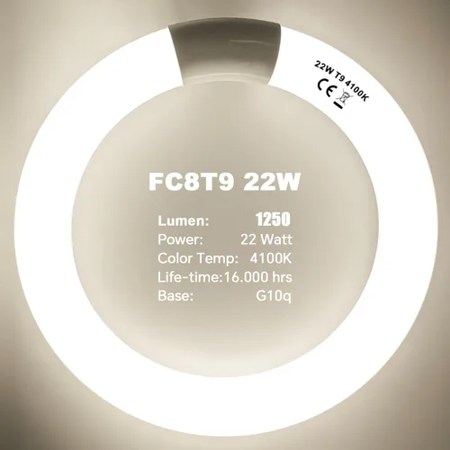 Miniatura 3 de FC8T9/CW 22W y FC12T9/CW 32W Set de focos blancos fríos, focos circulares de 8 pulgadas T9 de 22 vatios, foco fluorescente circline de 12 pulgadas