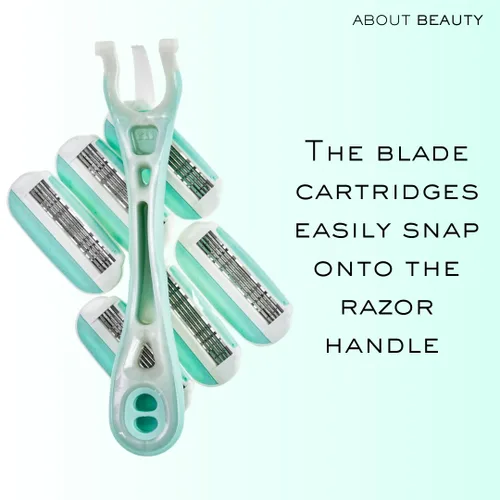 Miniatura 5 de Acerca de Beauty Complete 4 Blade System - Maquinilla de afeitar reutilizable, incluye 1 mango ergonómico reutilizable y 6 cartuchos de cuchillas