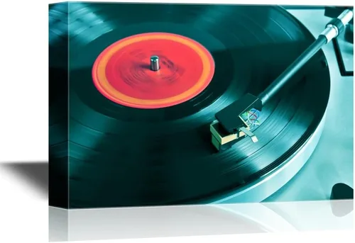 wall26 - Arte de pared en lienzo musical - Disco de vinilo giratorio en primer plano - Arte moderno para el hogar con envoltura de galería | Listo