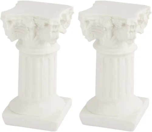 Toyvian Estatua de 2 piezas de pilares romanos, mini figurita de resina para boda, soporte de flores para decoración del hogar, interior y exterior,