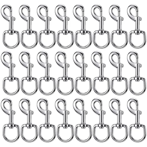 Miniatura 13 de Therwen 24 ganchos giratorios de acero inoxidable para correa de perro, llavero, correa de cámara, multiusos de 2.76 pulgadas (negro, 0.109 in)