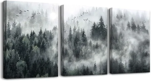 Miniatura 24 de Lienzo decorativo para pared de dormitorio, sala de estar, impresiones en lienzo, obras de arte, decoración de pared de baño, plantas verdes, Verde