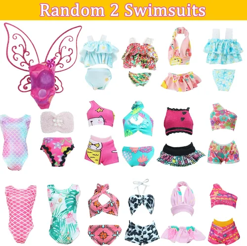 Miniatura 6 de 60 piezas de ropa y accesorios para muñecas, vestidos de boda, tops diarios, pantalones, trajes de baño, bikini, 10 minivestidos, faldas, perchas