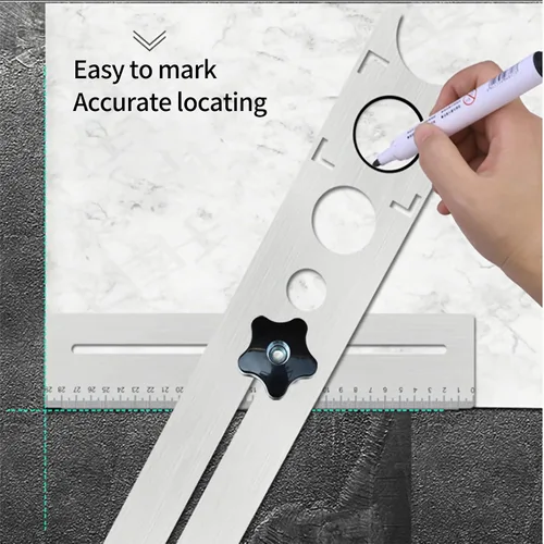 Miniatura 2 de Localizador de agujeros de baldosas de cerámica, herramienta de perforación universal de acero inoxidable para toma de corriente de receptáculo